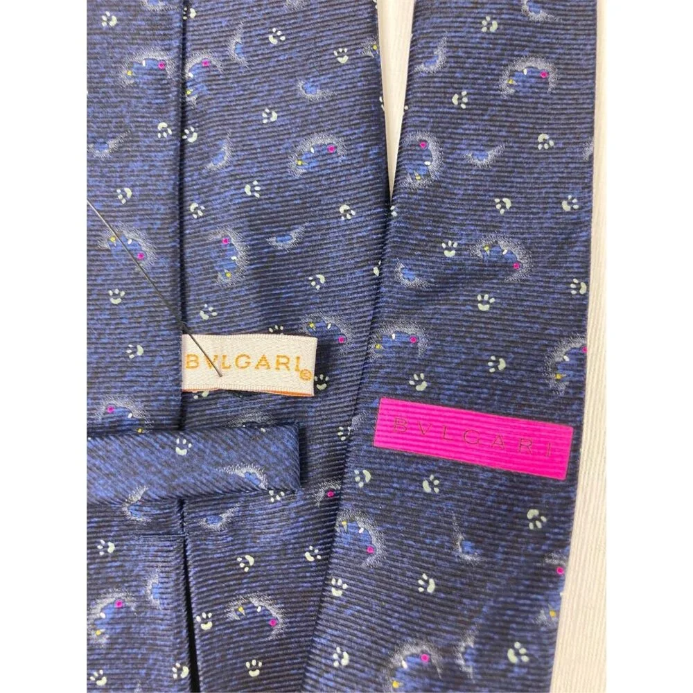 Nwot NEW Bvlgari Bulgari ***7-Fold*** 100% Silk Tie - Picture 4 of 4